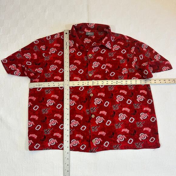 The Ohio State Buckeyes Mens L Hawaiian Shirt P2 by Pro Player VTG 100% Rayon - Picture 8 of 9